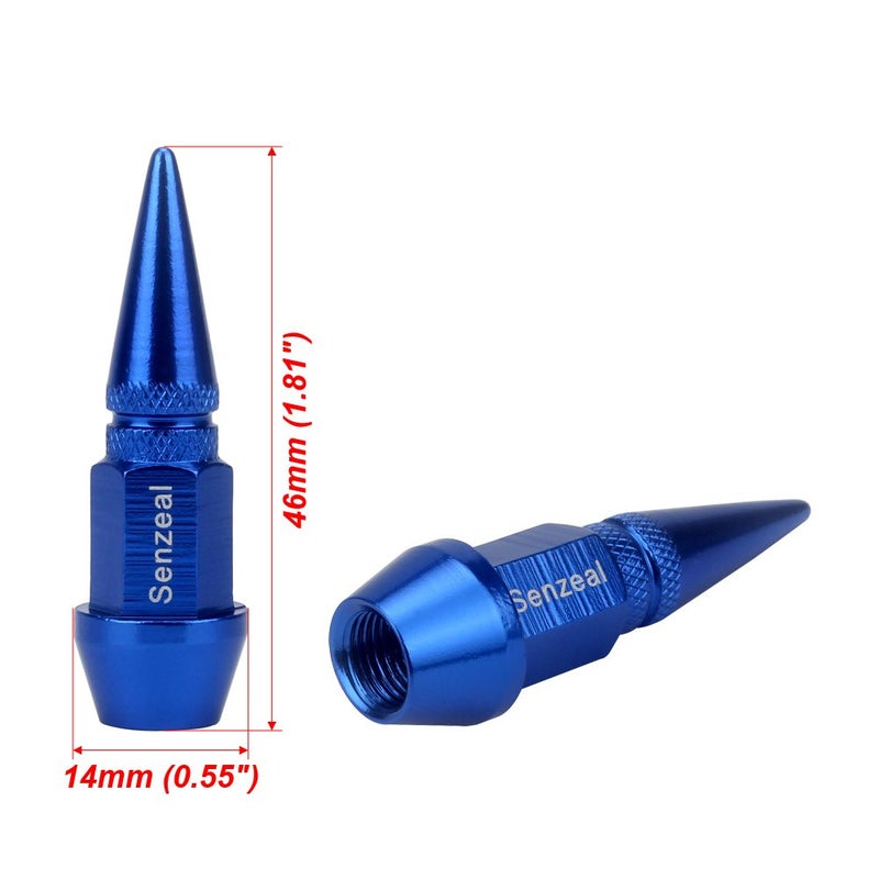 Senzeal 4X Long Impale Spiked Aluminum Car Truck Bike Wheel Tire Caps Air Dust Cover Blue - Image 3